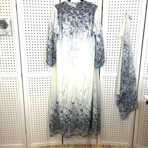 Elegant Gray and White Women's Dress